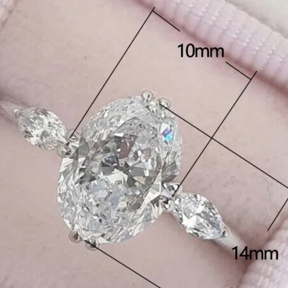 🆕 Stunning Large 6.50ctw Oval & Marquise Side Diamond Engagement / Promise Ring - Picture 3 of 5